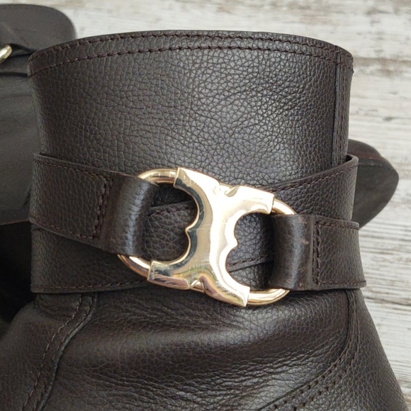 🟩Tory Burch Brown Leather Gemini Bootie - Picture 4 of 13